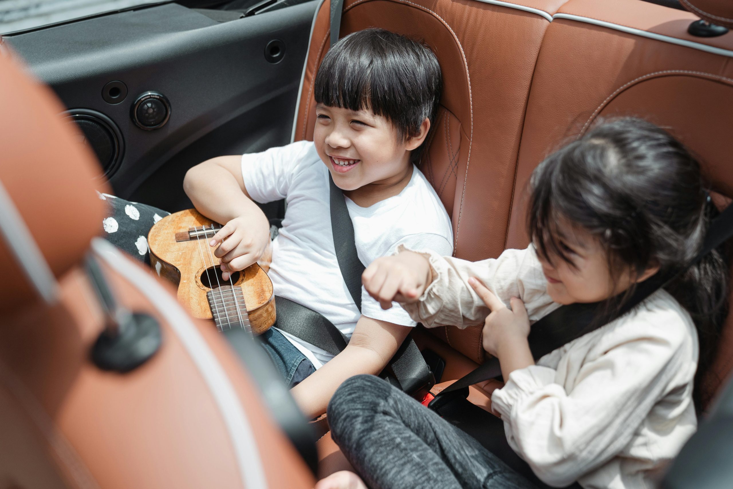 happy passenger in car